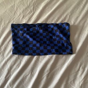 Blue and Black checkered Tube Top